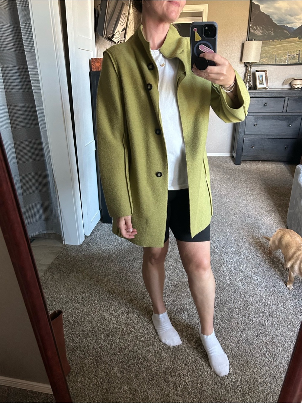 J. Jill Women's Lightweight Single-Breasted Wool Coat in Chartreuse Green